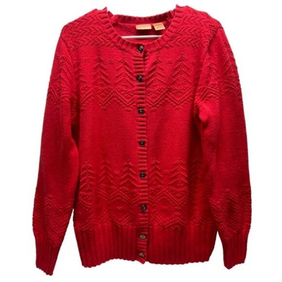 Vintage Northcrest Classic Cardigan Sweater Women's Large 14-16 Red Holiday GUC - Picture 1 of 10